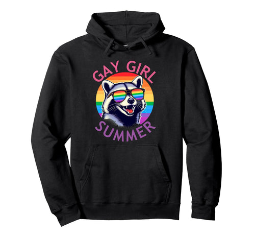 Gay Summer Feral Raccoon Rainbow Hoodie - Casual Everyday Wear Men Women - T-Shirt, Sweatshirt, Hoodie