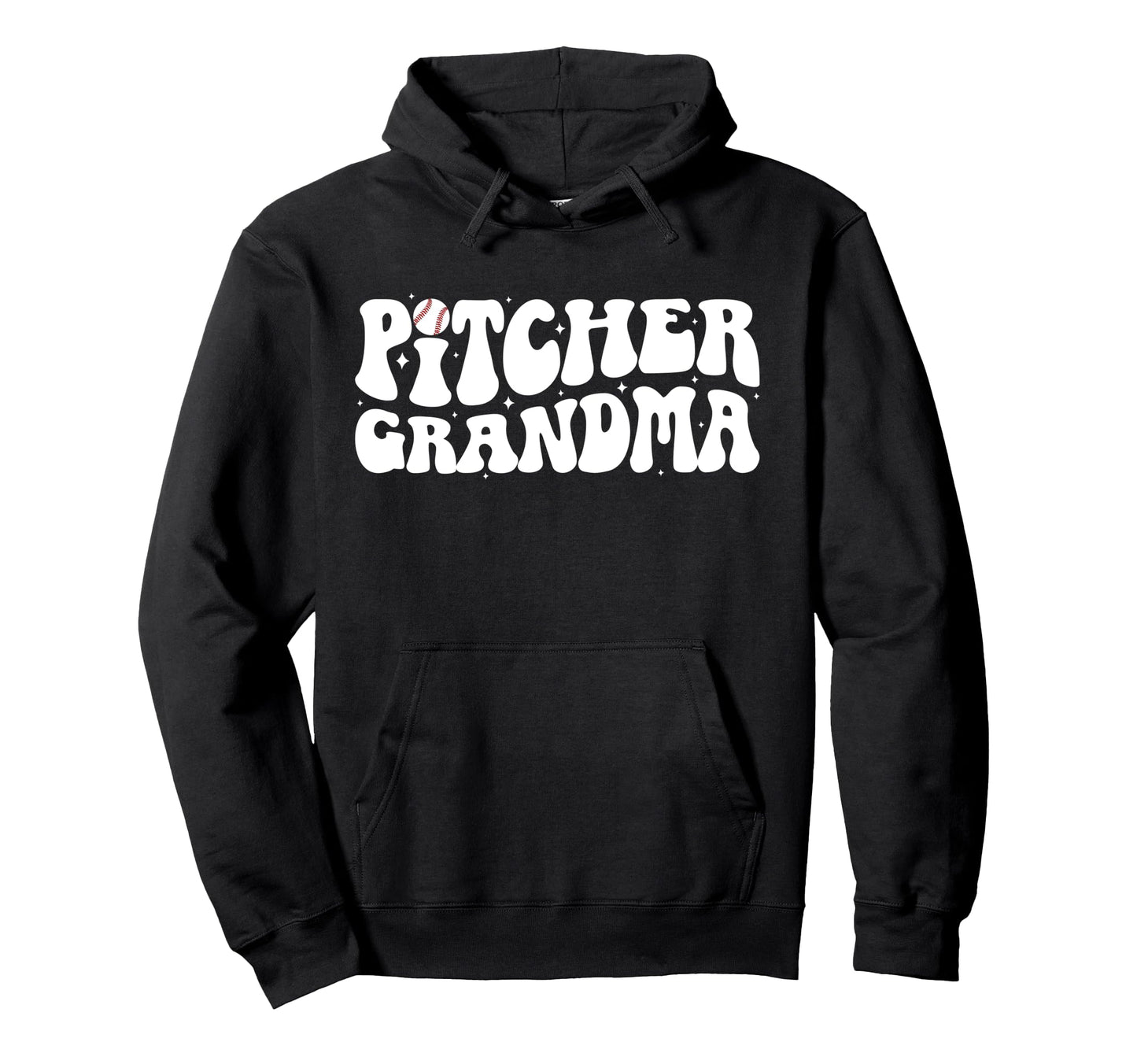 Baseball Pitcher Grandma Groovy Hoodie - Trendy Graphic for Adults - T-Shirt, Sweatshirt, Hoodie