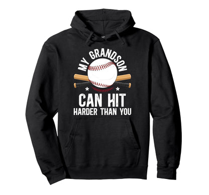 My Grandson Baseball Grandpa Baseball Hoodie - Minimalist Print for Adults - T-Shirt, Sweatshirt, Hoodie