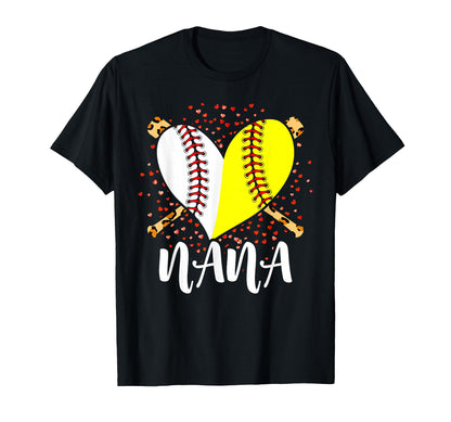 Proud Baseball Softball Nana Grandma T-Shirt - Minimalist Print for Adults - T-Shirt, Sweatshirt, Hoodie