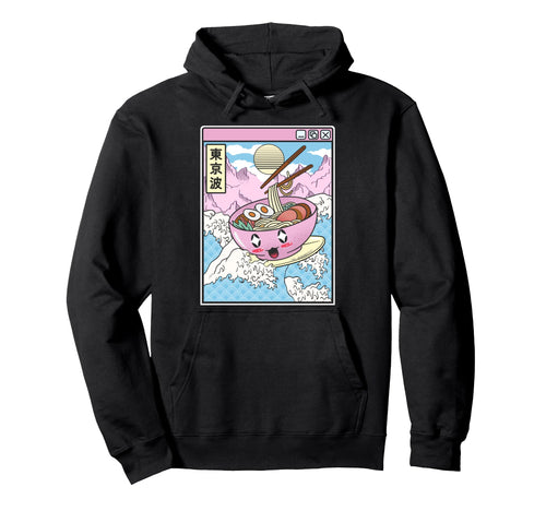 Surfing Ramen Bowl Japanese Waves Hoodie - Novelty Apparel for Adults - T-Shirt, Sweatshirt, Hoodie