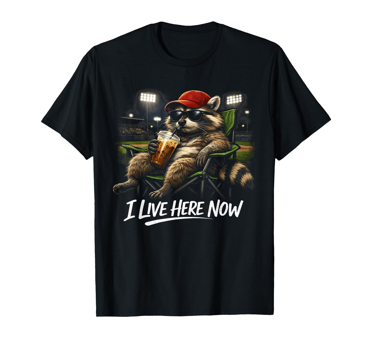 Funny Racoon Ballfield Baseball Field I T-Shirt - Unique Graphic Unisex - T-Shirt, Sweatshirt, Hoodie