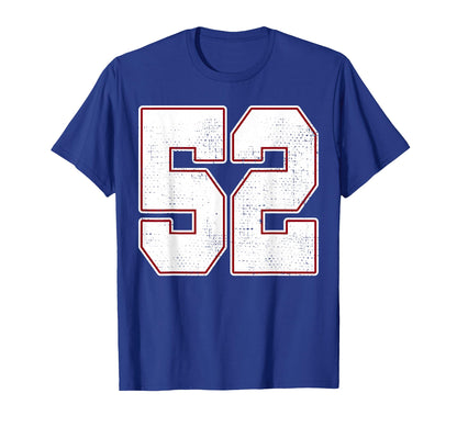 52 Outline Number 52 Fan Varsity Sports T-Shirt - Trendy Graphic Unisex - T-Shirt, Sweatshirt, Hoodie