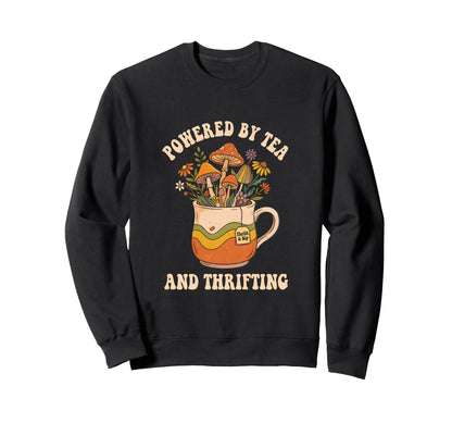 Boho Grandmacore Thrifting Tea Drinker Hoodie - Fun Novelty Design Unisex - T-Shirt, Sweatshirt, Hoodie