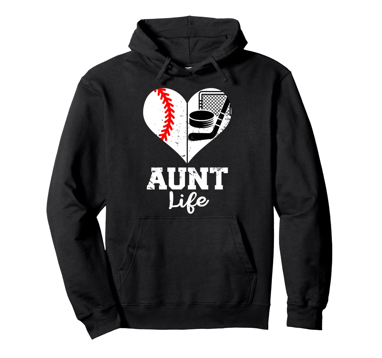 Aunt Life Heart Funny Baseball Hockey Hoodie - Graphic Print for Adults - T-Shirt, Sweatshirt, Hoodie