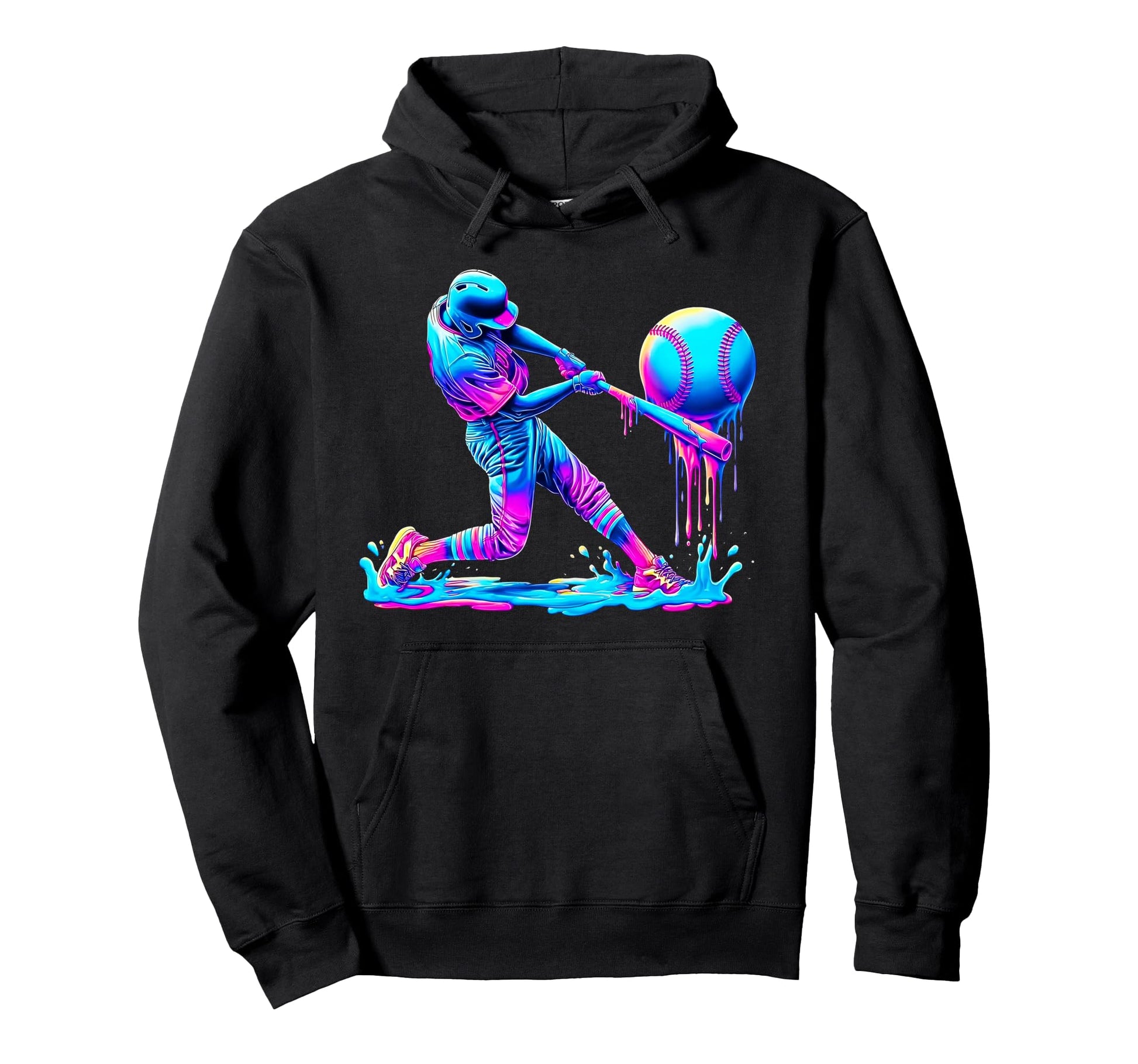 Funny Dripping Ice Cream Baseball Player Hoodie - Trendy Graphic Men Women - T-Shirt, Sweatshirt, Hoodie