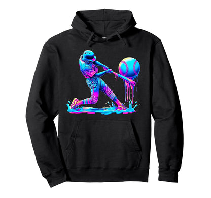 Funny Dripping Ice Cream Baseball Player Hoodie - Trendy Graphic Men Women - T-Shirt, Sweatshirt, Hoodie