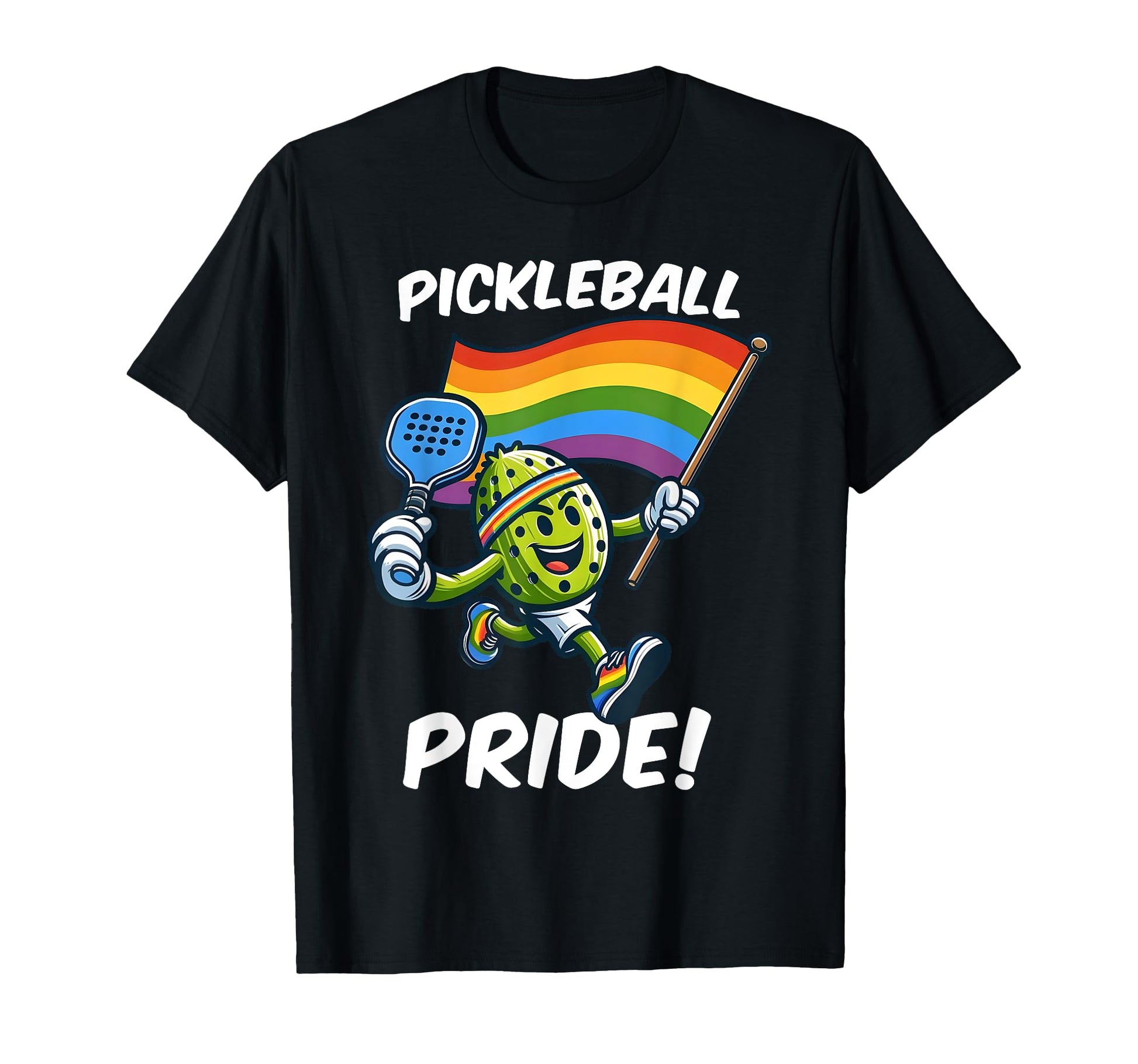 Funny Pickleball Player Pride Rainbow T-Shirt - Novelty Apparel for Adults - T-Shirt, Sweatshirt, Hoodie