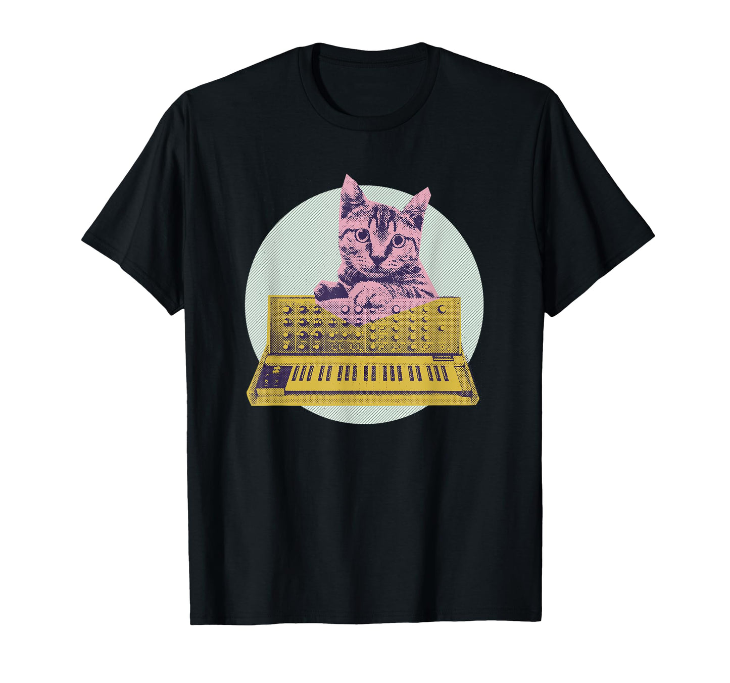 Synthesizer Cat Vaporwave Aesthetic T-Shirt - Trendy Graphic for Adults - T-Shirt, Sweatshirt, Hoodie