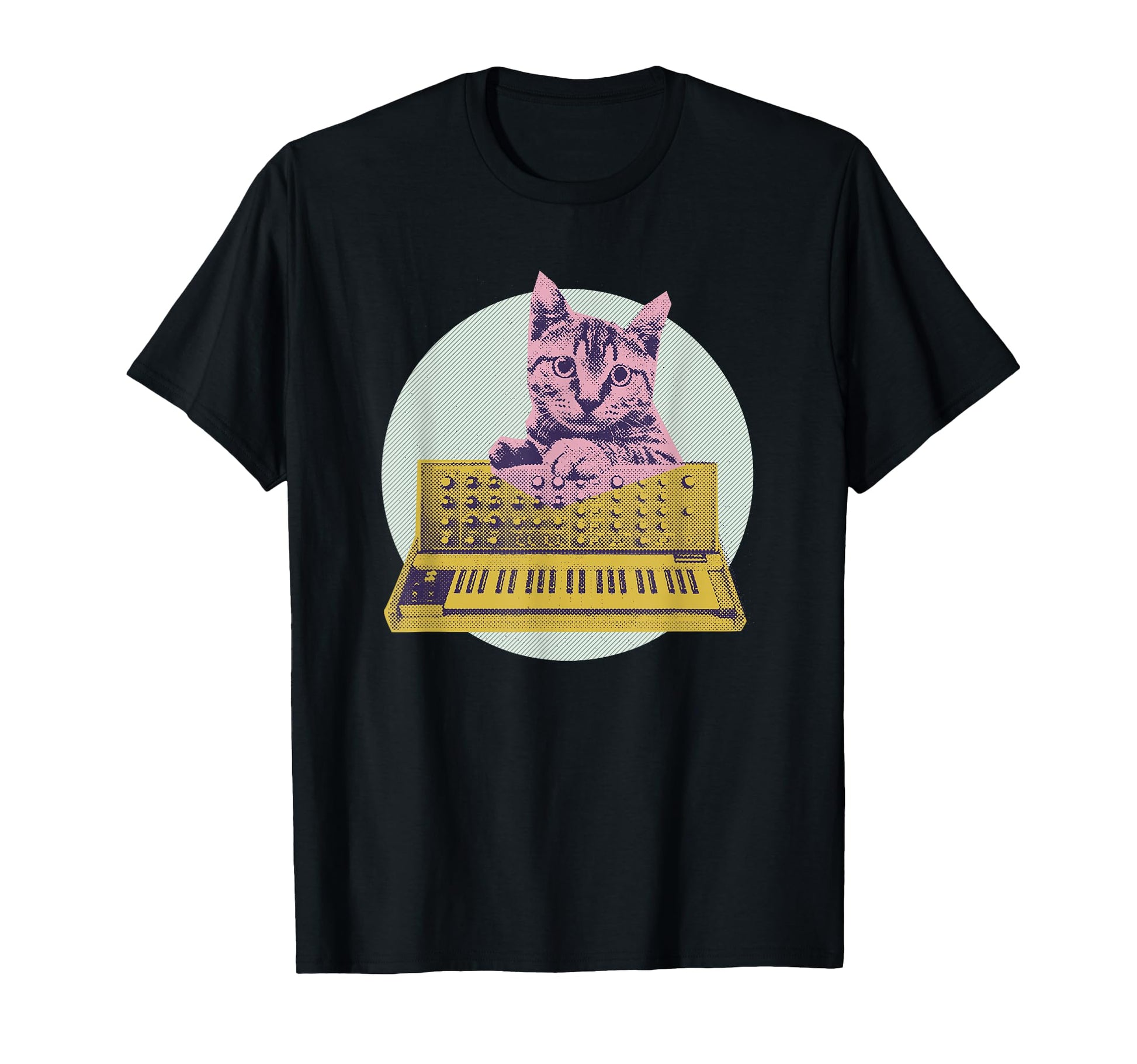 Synthesizer Cat Vaporwave Aesthetic T-Shirt - Trendy Graphic for Adults - T-Shirt, Sweatshirt, Hoodie