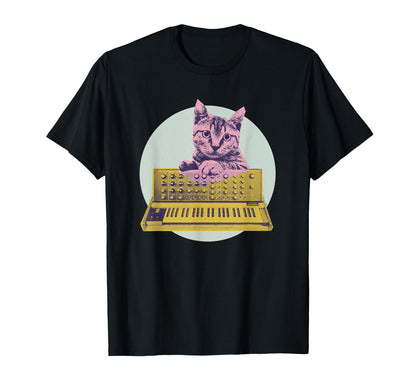 Synthesizer Cat Vaporwave Aesthetic T-Shirt - Trendy Graphic for Adults - T-Shirt, Sweatshirt, Hoodie