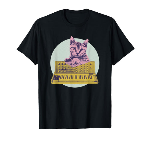 Synthesizer Cat Vaporwave Aesthetic T-Shirt - Trendy Graphic for Adults - T-Shirt, Sweatshirt, Hoodie