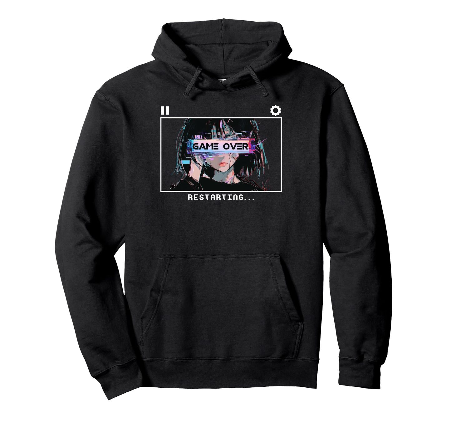 Game Over Restarting Sad Vaporwave Hoodie - Trendy Graphic for Adults - T-Shirt, Sweatshirt, Hoodie