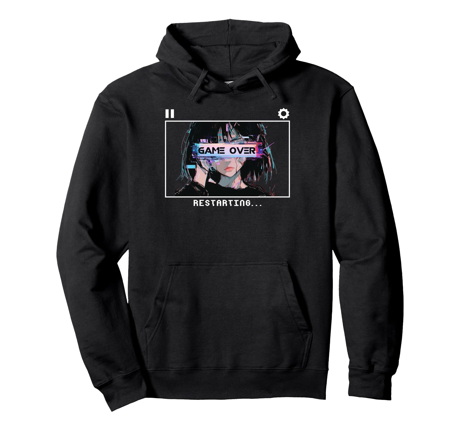 Game Over Restarting Sad Vaporwave Hoodie - Trendy Graphic for Adults - T-Shirt, Sweatshirt, Hoodie