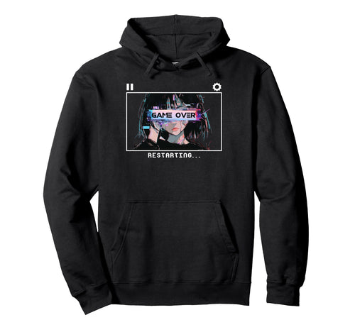 Game Over Restarting Sad Vaporwave Hoodie - Trendy Graphic for Adults - T-Shirt, Sweatshirt, Hoodie