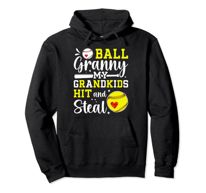 Ball Granny My Grandkids Baseball Hoodie - Aesthetic Graphic Unisex - T-Shirt, Sweatshirt, Hoodie