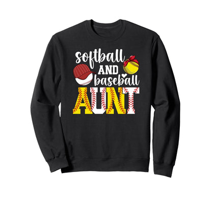 Softball And Baseball Aunt Baseball Sweatshirt - Aesthetic Graphic Unisex - T-Shirt, Sweatshirt, Hoodie