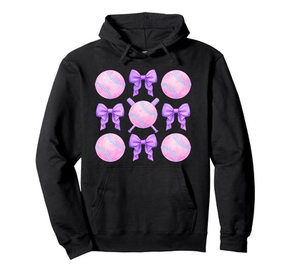 Softball Coquette Bows Game Day Softball Hoodie - Custom Art Print Unisex - T-Shirt, Sweatshirt, Hoodie