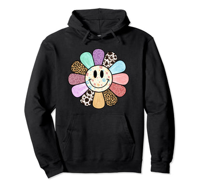 Happy Wildflower Floral Leopard Boho Hoodie - Streetwear Style Men Women - T-Shirt, Sweatshirt, Hoodie