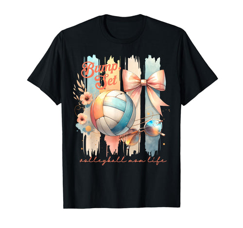 Volleyball Mom Coquette Bow Bump Set T-Shirt - Streetwear Style Men Women - T-Shirt, Sweatshirt, Hoodie
