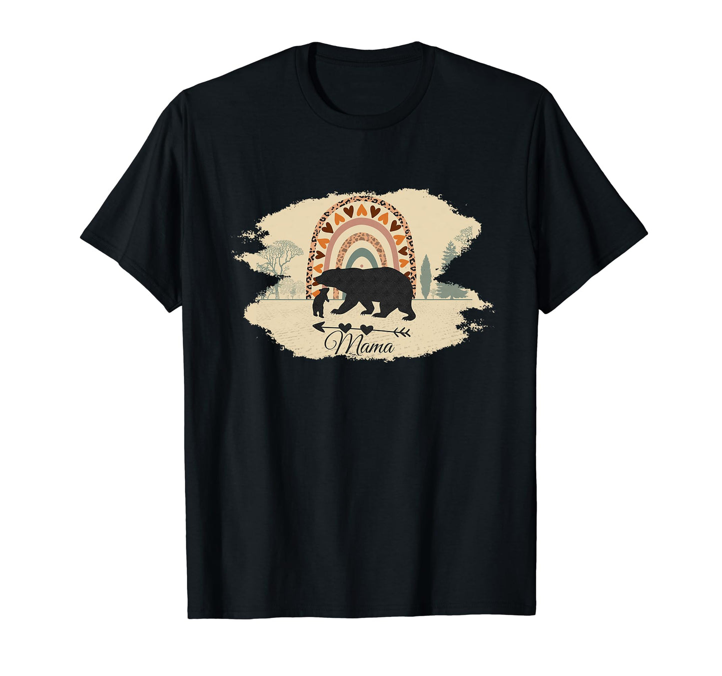 Mama Bear One Cub And Rainbow Boho T-Shirt - Graphic Print for Adults - T-Shirt, Sweatshirt, Hoodie