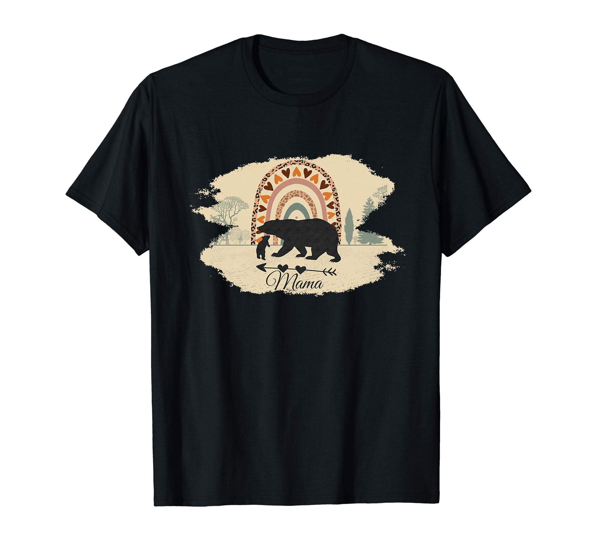 Mama Bear One Cub And Rainbow Boho T-Shirt - Graphic Print for Adults - T-Shirt, Sweatshirt, Hoodie