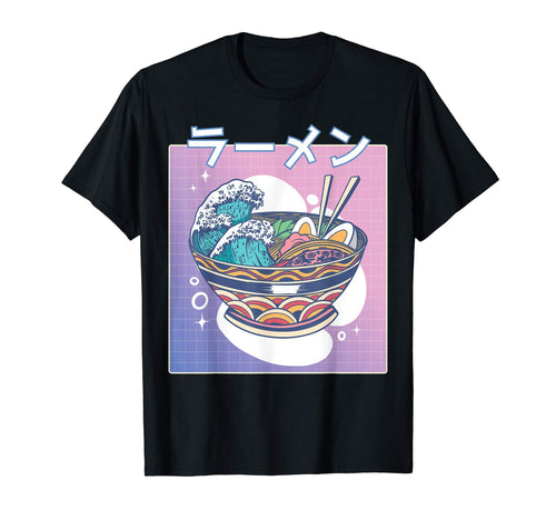 Ramen Waves Japanese Vaporwave 90S T-Shirt - Graphic Print for Adults - T-Shirt, Sweatshirt, Hoodie