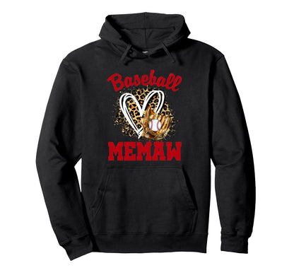 Unique Baseball Memaw Leopard Hoodie - Casual Everyday Wear Men Women - T-Shirt, Sweatshirt, Hoodie