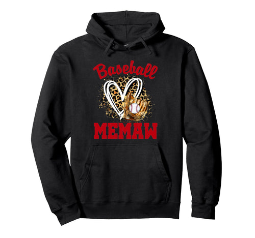Unique Baseball Memaw Leopard Hoodie - Casual Everyday Wear Men Women - T-Shirt, Sweatshirt, Hoodie