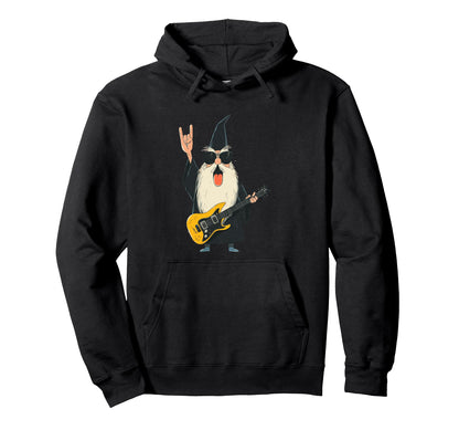 Funny Wizard Rock Guitar Player Music Hoodie - Graphic Print Men Women - T-Shirt, Sweatshirt, Hoodie