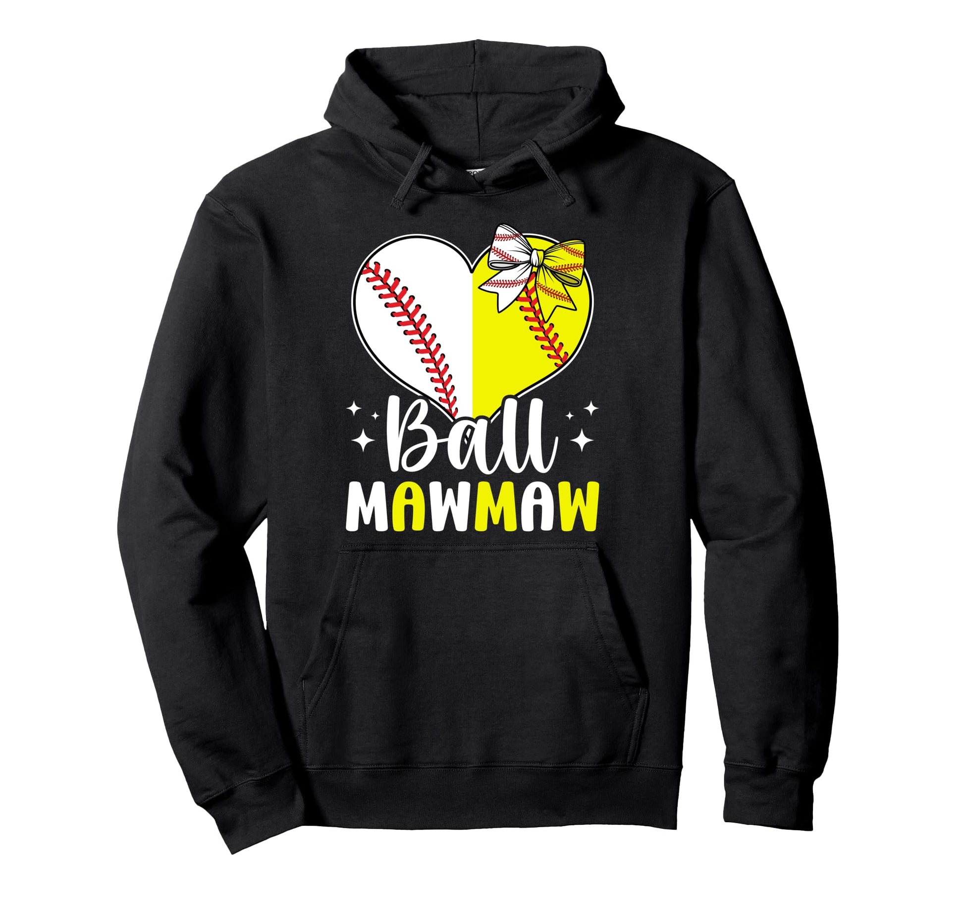 Ball Mawmaw Heart Softball Baseball Hoodie - Graphic Print for Adults - T-Shirt, Sweatshirt, Hoodie
