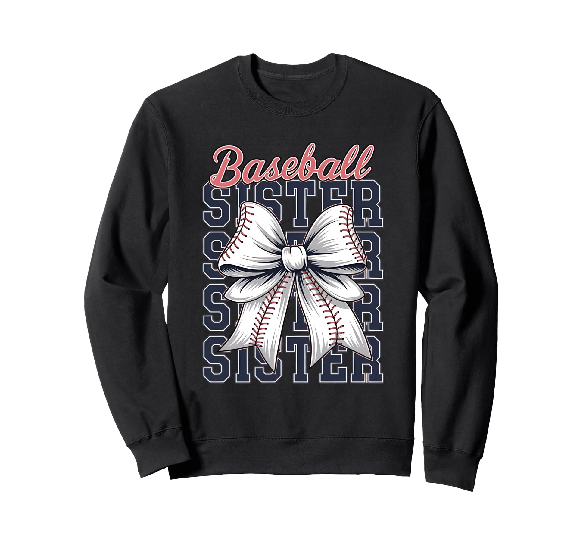 Baseball Sister Coquette Bow Sweatshirt - Unique Graphic Men Women - T-Shirt, Sweatshirt, Hoodie