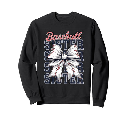 Baseball Sister Coquette Bow Sweatshirt - Unique Graphic Men Women - T-Shirt, Sweatshirt, Hoodie