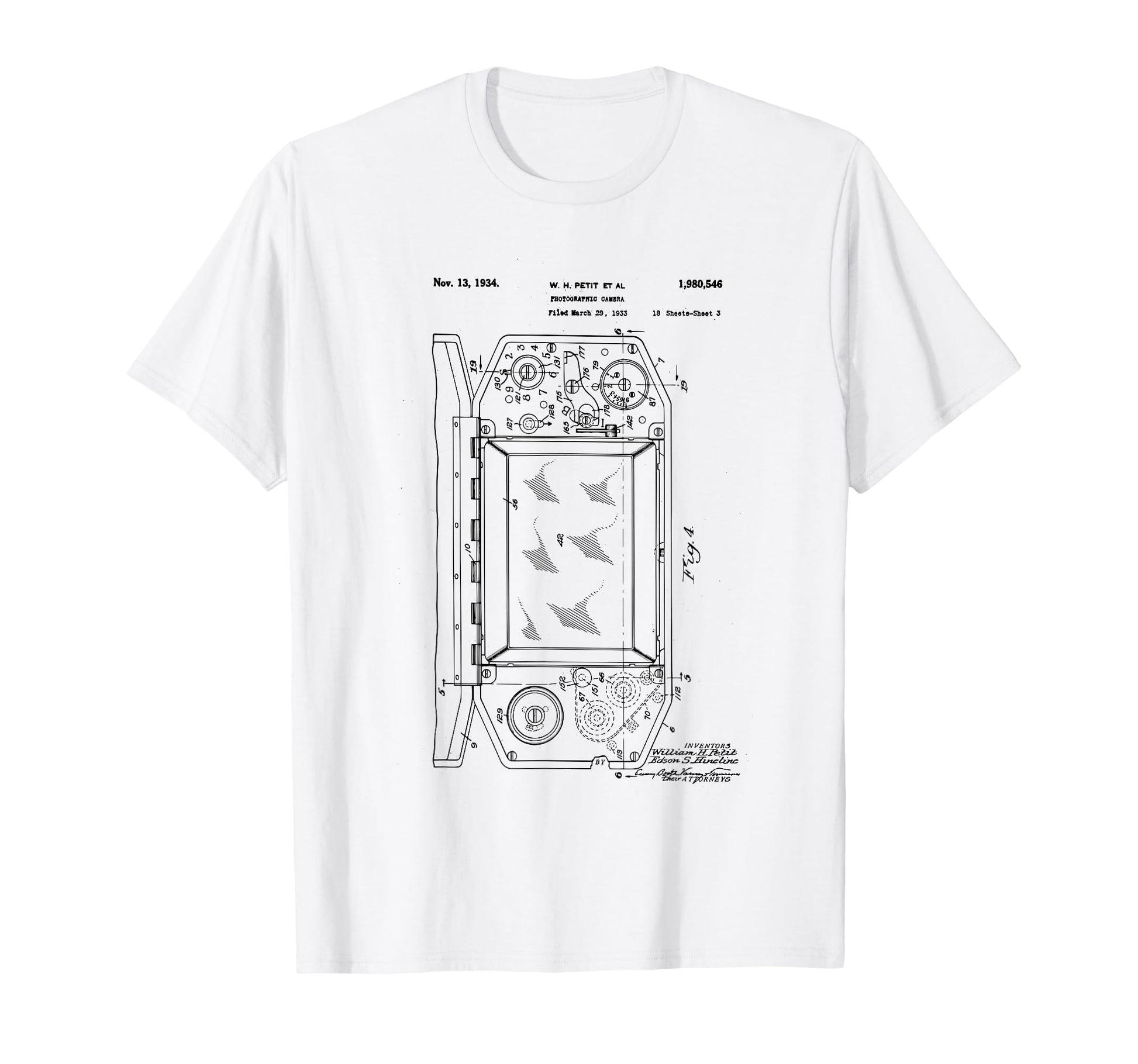 Camera Photographic Patent 1934 Drawing T-Shirt - Unique Graphic Unisex - T-Shirt, Sweatshirt, Hoodie