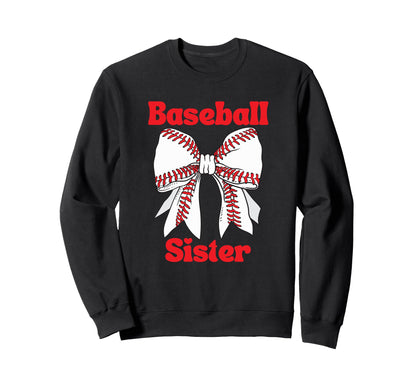 Baseball Sister Coquette Bow Sweatshirt - Minimalist Print for Adults - T-Shirt, Sweatshirt, Hoodie