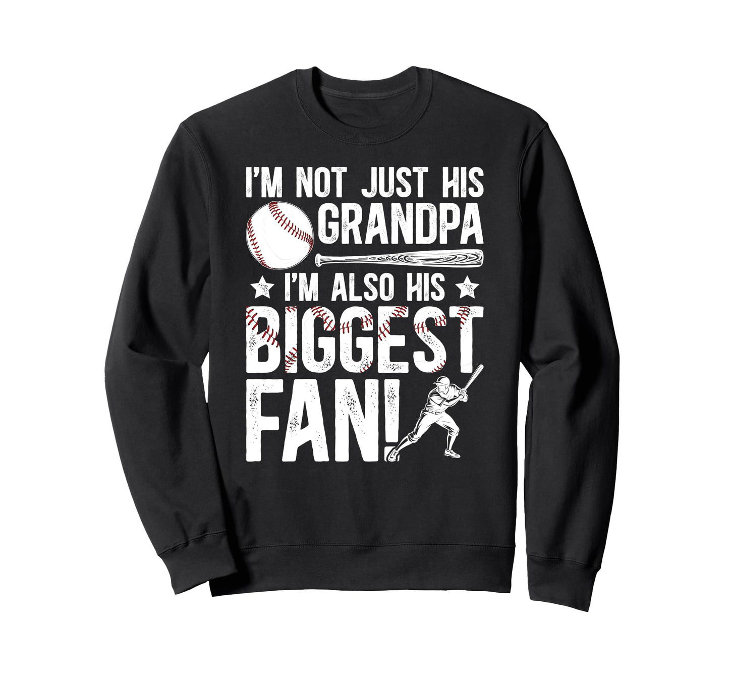 His Biggest Fan Baseball Grandpa Sweatshirt - Aesthetic Graphic for Adults - T-Shirt, Sweatshirt, Hoodie