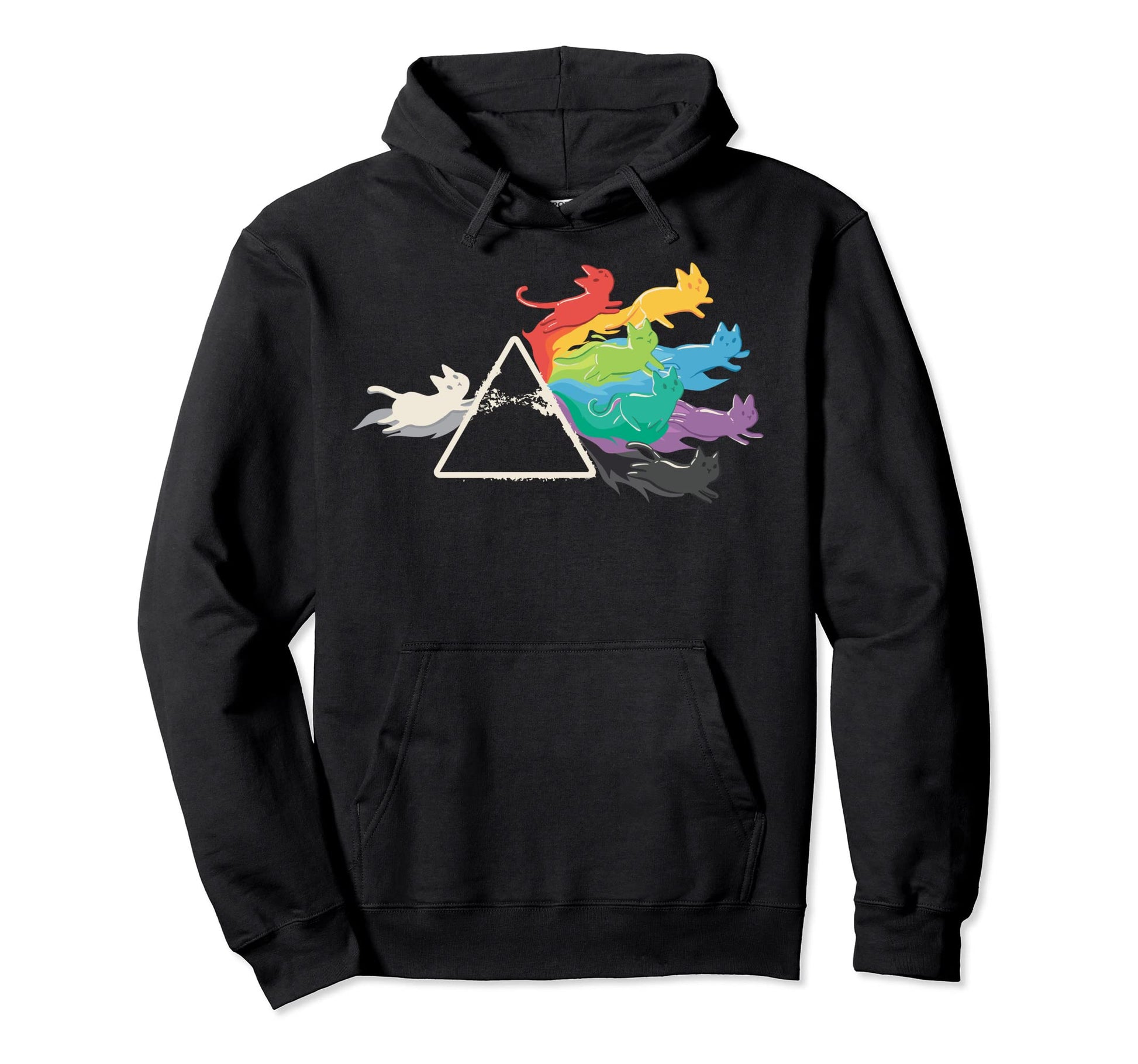 Rainbow Cats 70S Rock N Roll Parody Hoodie - Minimalist Print Men Women - T-Shirt, Sweatshirt, Hoodie