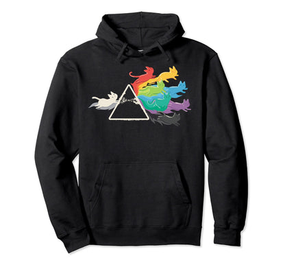 Rainbow Cats 70S Rock N Roll Parody Hoodie - Minimalist Print Men Women - T-Shirt, Sweatshirt, Hoodie