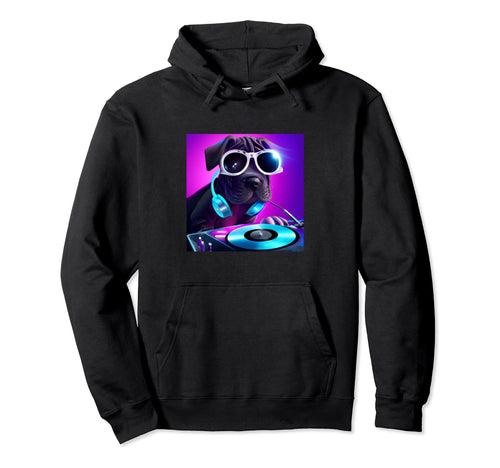 Cane Corso Dj Vaporwave Aesthetic Dog Hoodie - Fun Novelty Design Unisex - T-Shirt, Sweatshirt, Hoodie