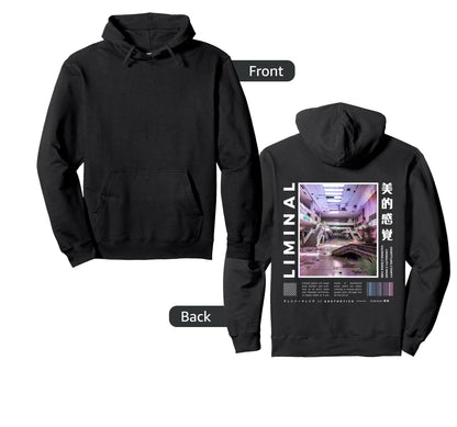 Liminal Spaces Backprint Vaporwave Hoodie - Casual Everyday Wear Unisex - T-Shirt, Sweatshirt, Hoodie