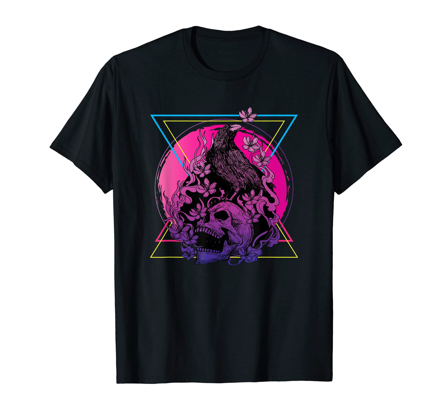 Vaporwave Skull And Crow Aesthetic T-Shirt - Graphic Print Men Women - T-Shirt, Sweatshirt, Hoodie