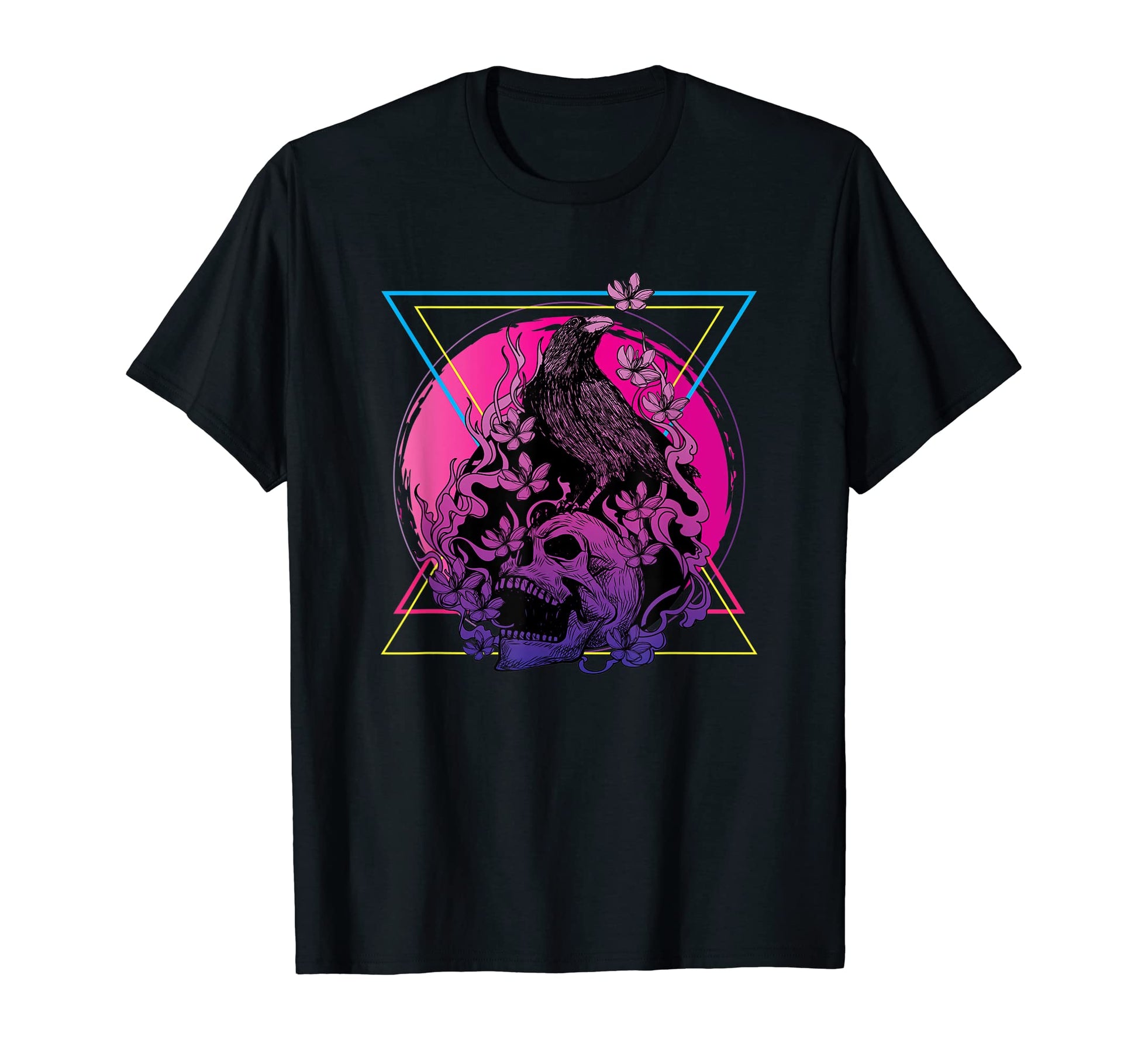 Vaporwave Skull And Crow Aesthetic T-Shirt - Graphic Print Men Women - T-Shirt, Sweatshirt, Hoodie