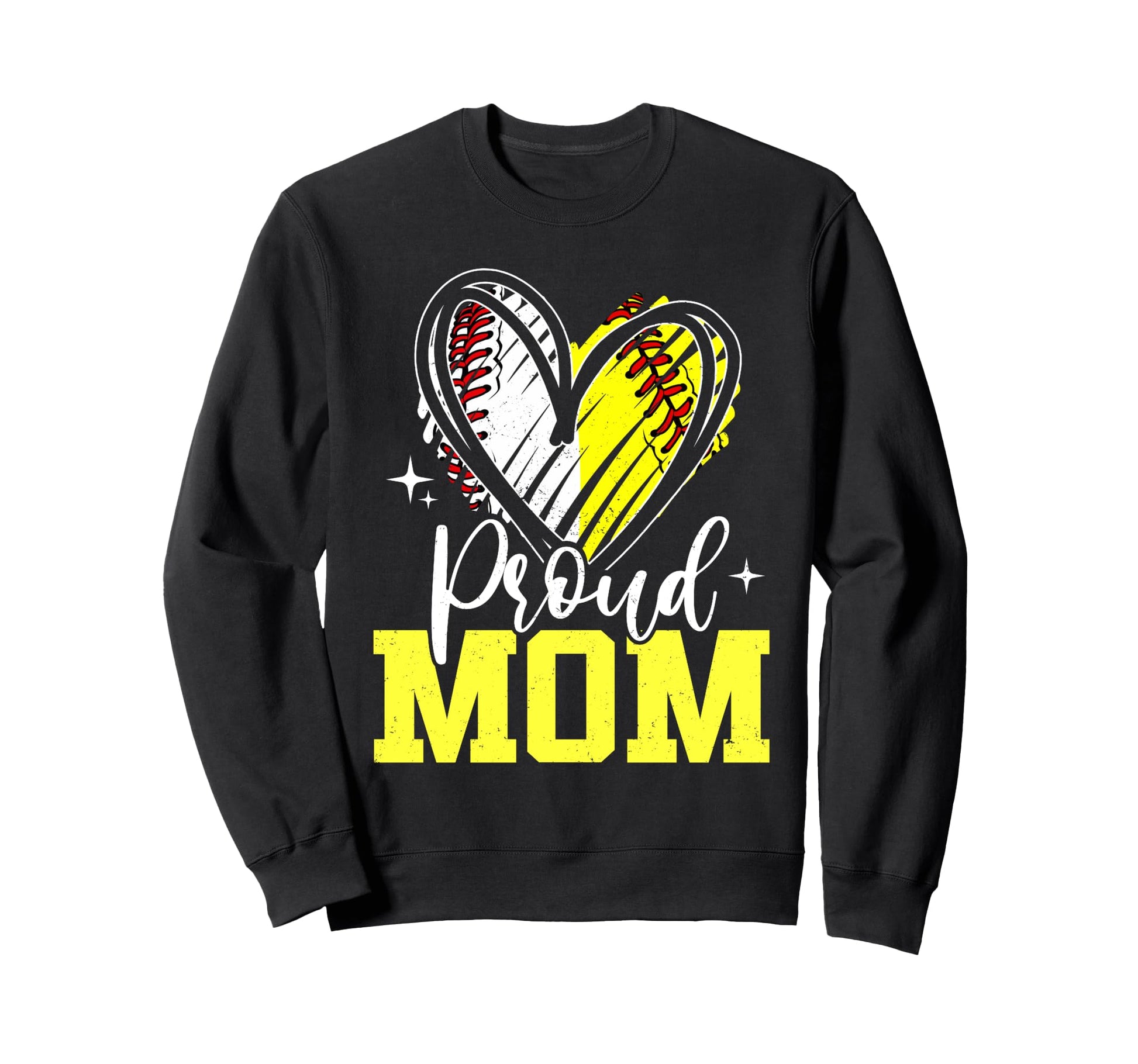 Proud Mom Baseball Softball Heart Sweatshirt - Custom Art Print Men Women - T-Shirt, Sweatshirt, Hoodie