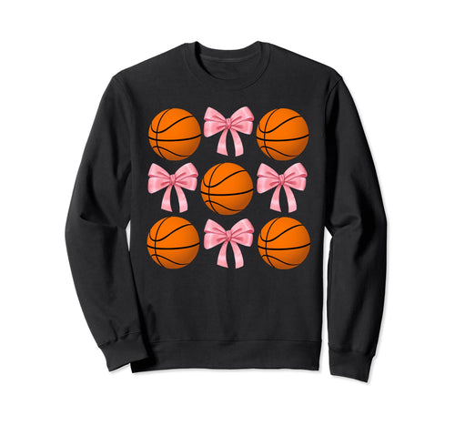 Basketball And Bows Coquette Sweatshirt - Trendy Graphic for Adults - T-Shirt, Sweatshirt, Hoodie