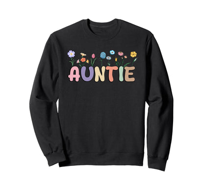 Wildflowers Aunts Auntie Tata Sweatshirt - Minimalist Print for Adults - T-Shirt, Sweatshirt, Hoodie