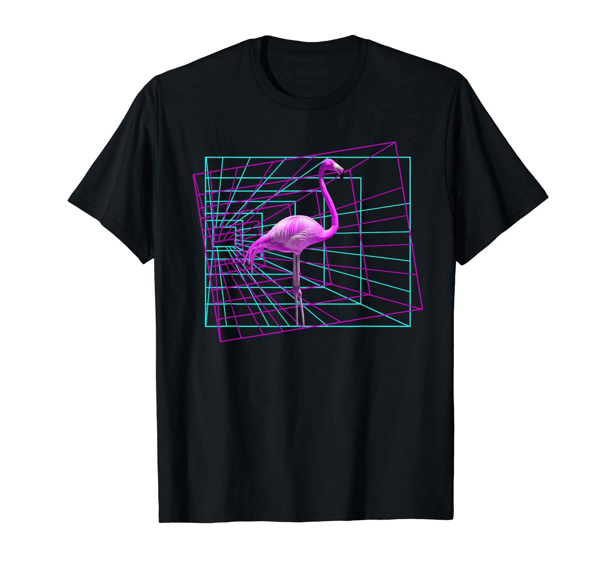 Geometric Flamingo Vaporwave Aesthetic T-Shirt - Unique Graphic for Adults - T-Shirt, Sweatshirt, Hoodie