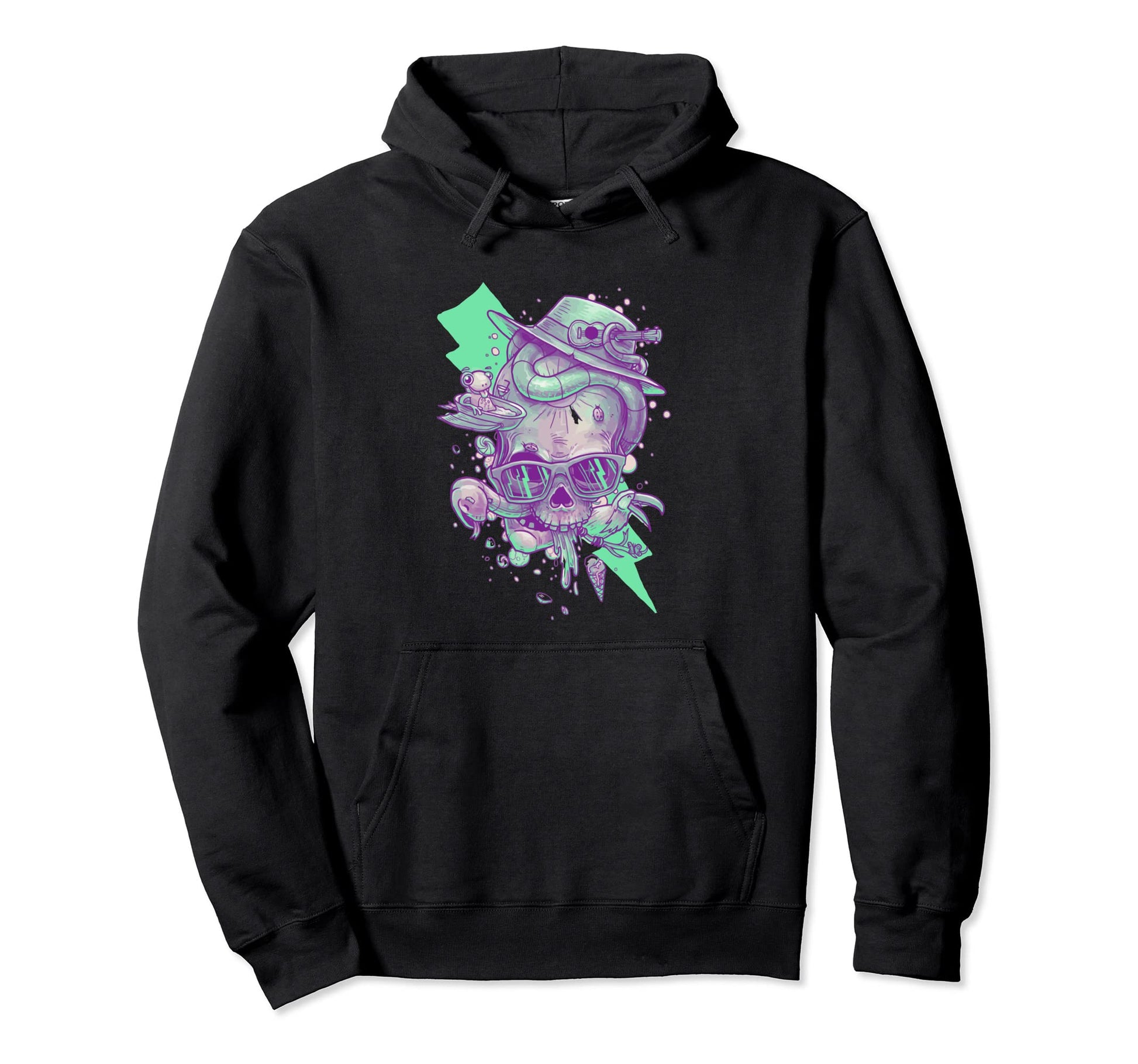 Vaporwave Skull Halloween Aesthetic Art Hoodie - Trendy Graphic Unisex - T-Shirt, Sweatshirt, Hoodie