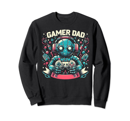 Gamer Dad Game Controller Gaming Sweatshirt - Minimalist Print Men Women - T-Shirt, Sweatshirt, Hoodie