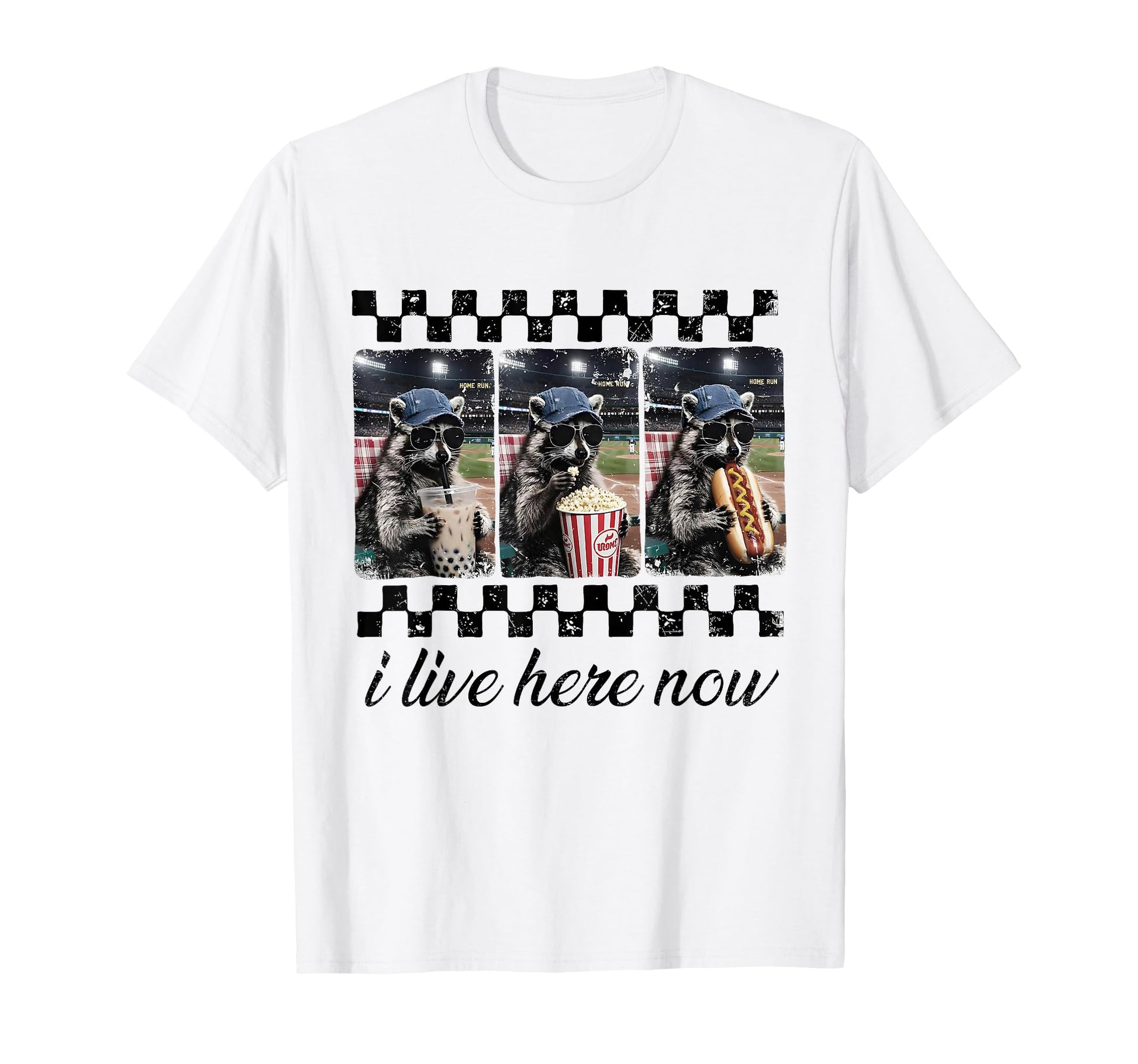 I Live Here Now Baseball Raccoon T-Shirt - Novelty Apparel Men Women - T-Shirt, Sweatshirt, Hoodie
