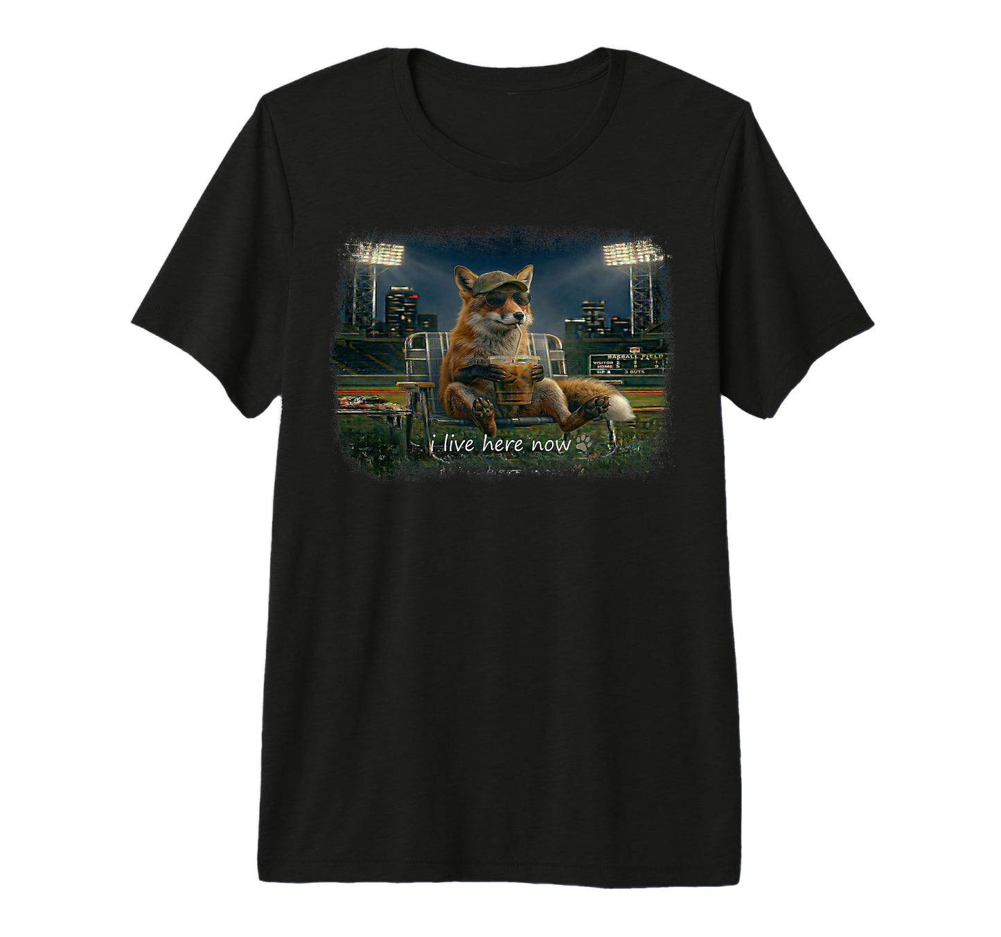 Funny Fox Ballfield Baseball Field T-Shirt - Fun Novelty Design Men Women - T-Shirt, Sweatshirt, Hoodie
